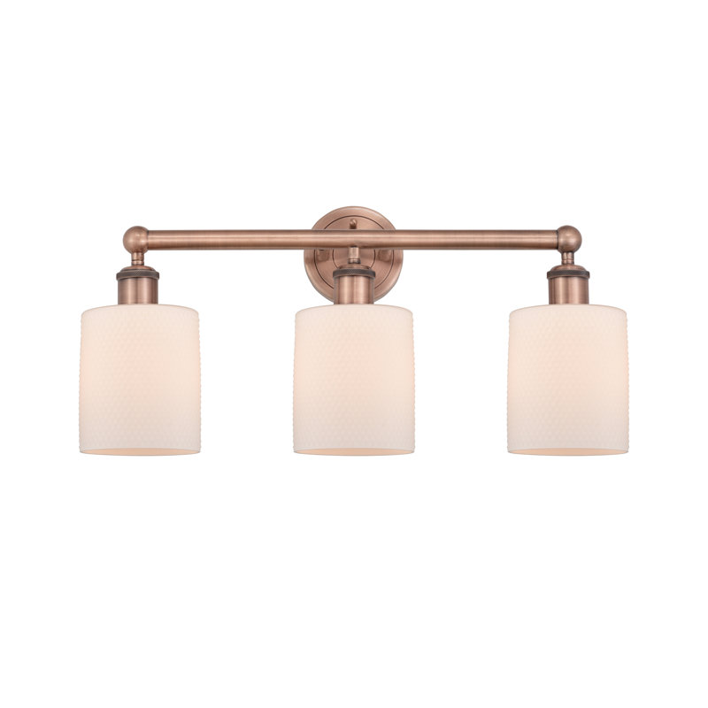 Éclairage pour meuble-lavabo 3 lumières 23 pouces Karon, Blanc mat, Cuivre antique