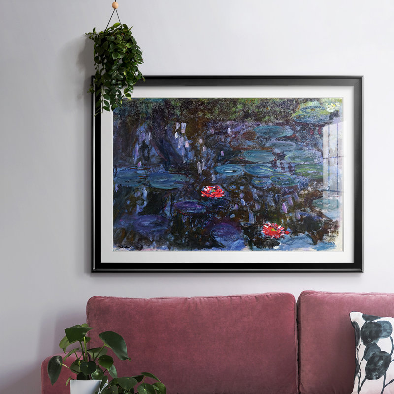 Nymphéas, reflets des pleurs de saule, 1916, reproduction d'art sur papier, Noir, H 15 po x l 21 po x P 1,5 po