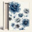 Ensemble de 1 tableau mural sur toile à motif floral bleu-404307982