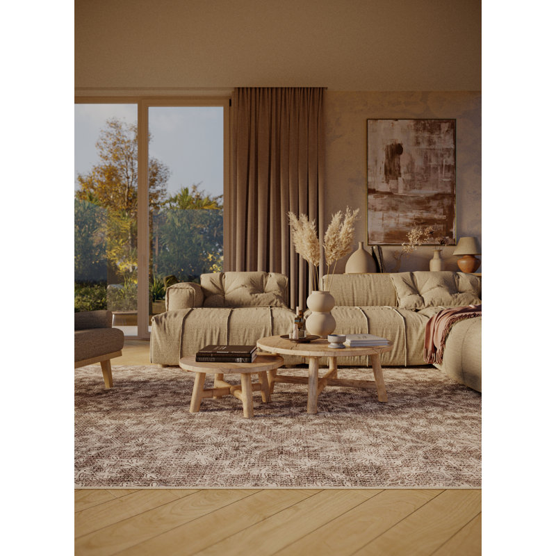 Ameswood Washable Floral Indoor Rug, Square 3'