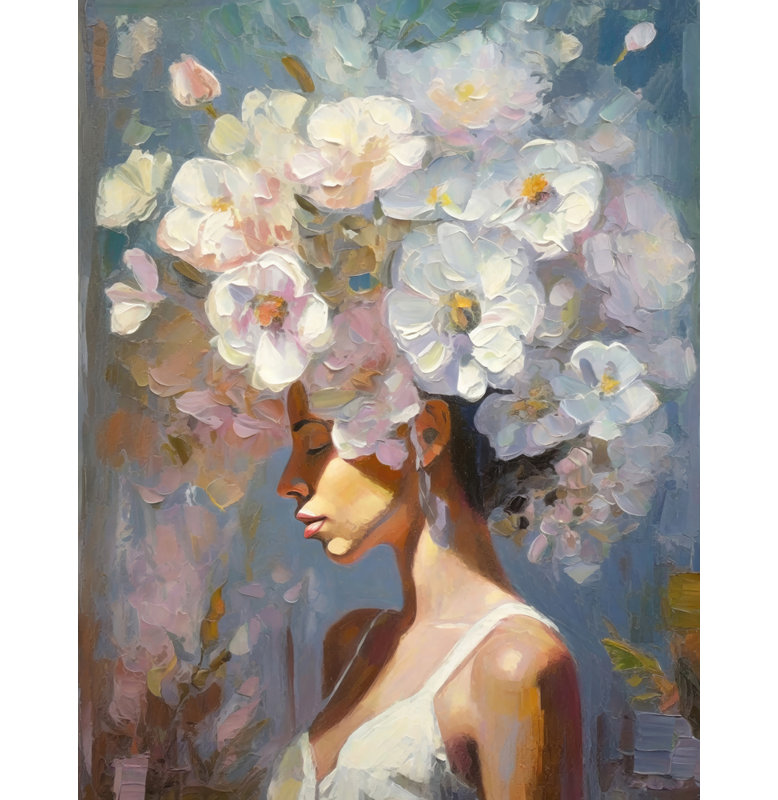 «Flowerhead One» sur toile, H 18 po x l 15 po x P 1,5 po
