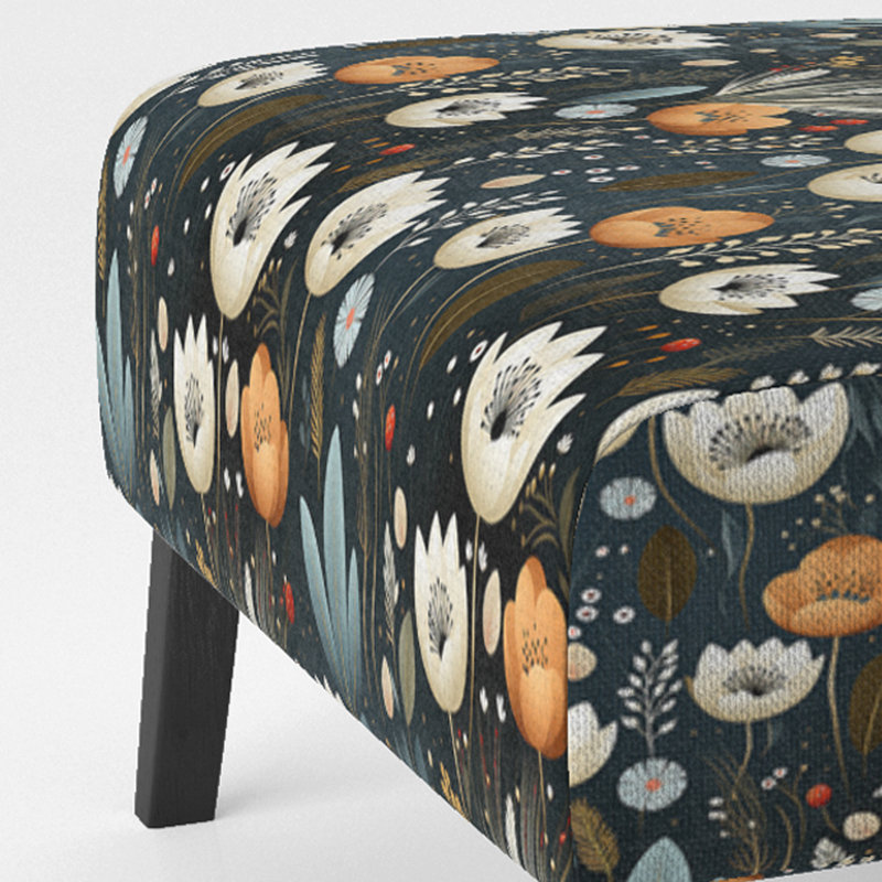 Motif floral fantaisiste bohémien - fauteuil de chambre rembourré de style campagnard, fauteuil d'appoint floral rustique