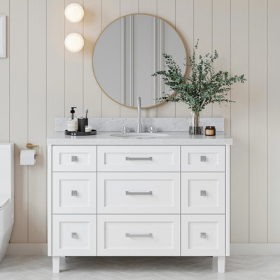 ARIEL Monroe 54 Single Sink Bathroom Vanity with Carrara Quartz Top