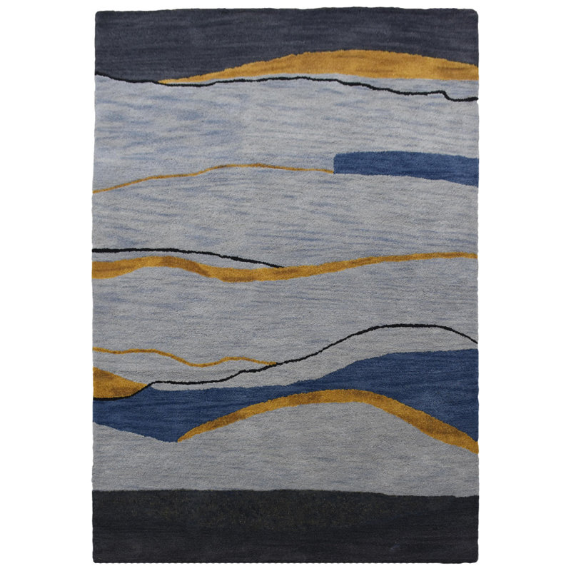 Tapis en laine touffetés à la main Theresa - Rectangle, multicolore, design moderne contemporain, tapis antidérapants faits à la main et épais