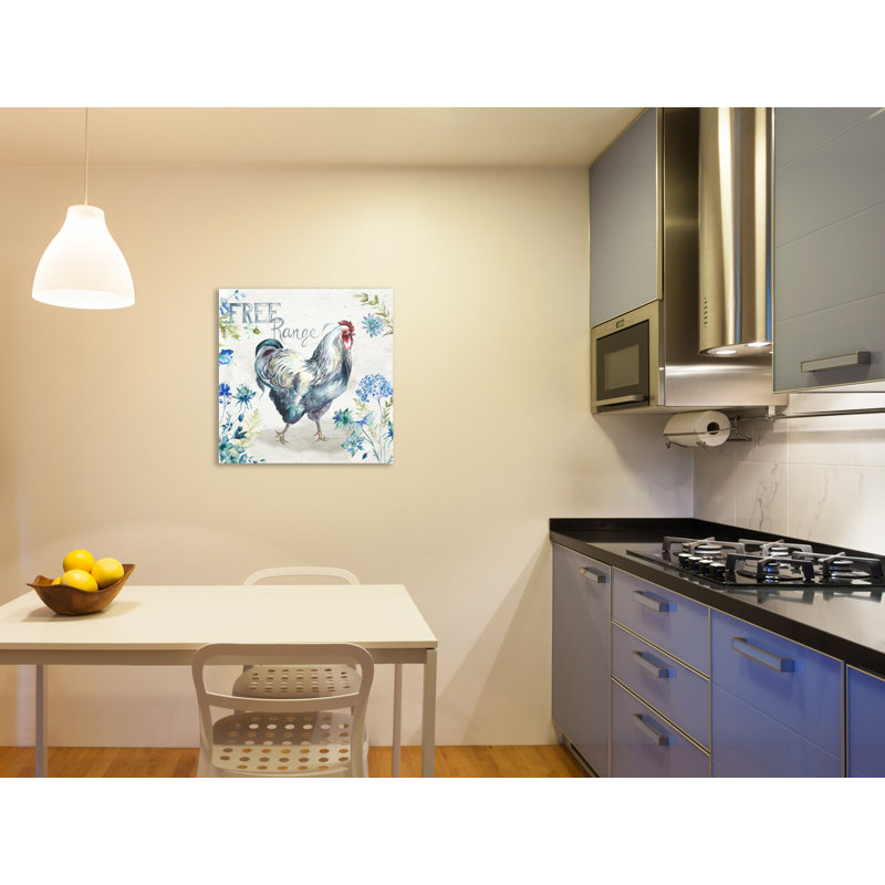 «Farmhouse Rooster With Wildflowers: Free Range», toile tendue par August Grove®, H 18 po x l 18 po x P 1,5 po