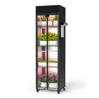 Indoor Greenhouse With Grow Light, Grow Tent With Lights, With Full Spectrum Growing Lamps, Metal Indoor Plant Enclosure For Seed Starting, 5 Tier, (Black)