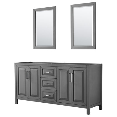 Base de meuble-lavabo double de salle de bain 71" avec miroir seulement Daria