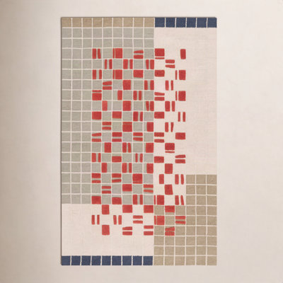 Elswick Gray Red Hand-Tufted Geometric Wool Rug