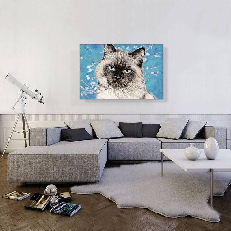 Balinese Cat Breed Serious - Reproduction d'art sur toile tendue, H 26 po x l 40 po x 1,5 po