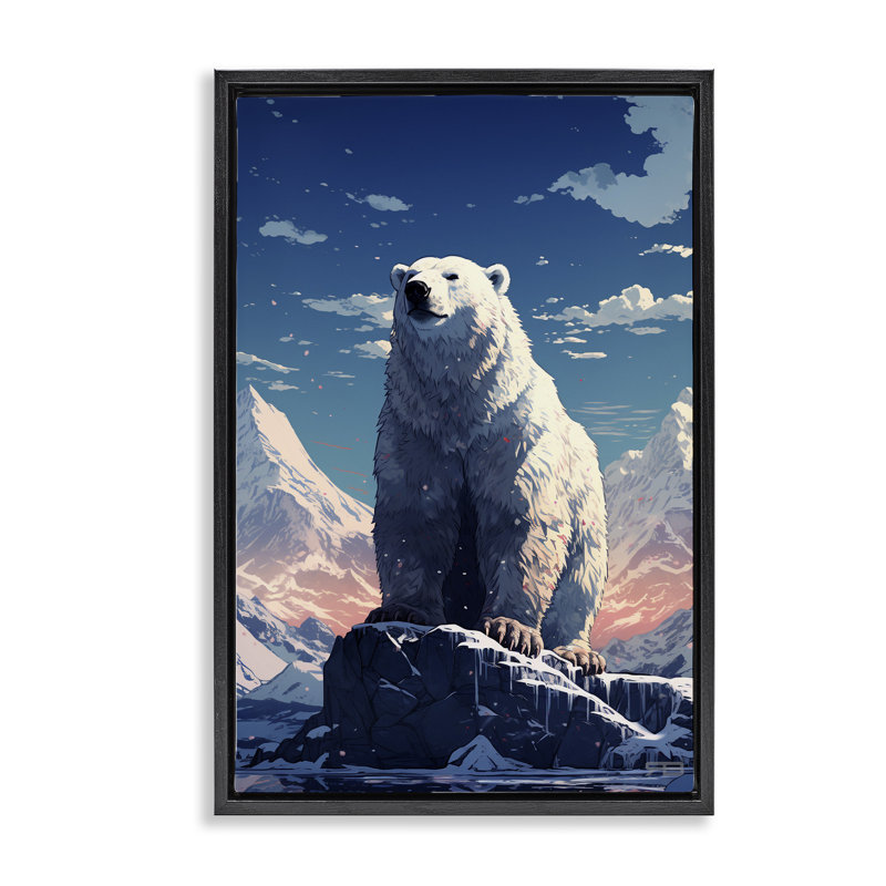 Toile flottante encadrée «Snowy» par Roozbeh Bahramali, H 25 po x l 17 po, Cadre flottant noir de jais