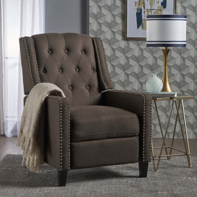 Fauteuil inclinable rembourré en tissu Classic avec pieds robustes en bois de bouleau
