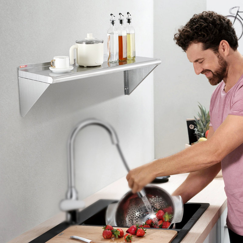 Metal Floating Shelf, 12" H x 36" W x 2.4" D