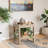Single Scalloped Grasscloth 2-Tier End Table in Beige with Open Shelves-1931864886