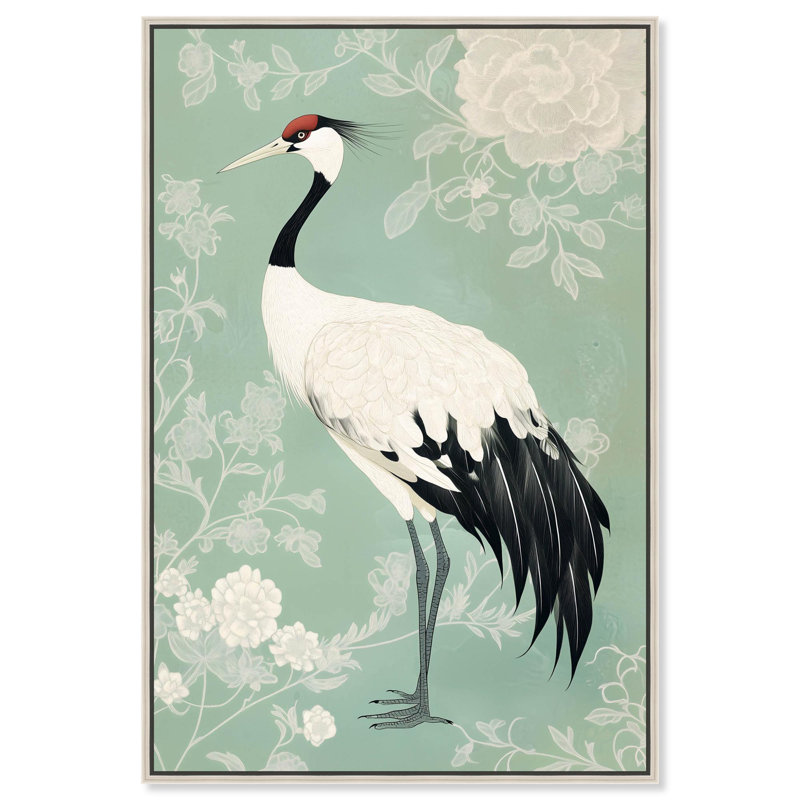 «Gentle Crane», reproduction d'art sur toile par Glam Art Remedy, H 25 po x l 17 po, Cadre argenté