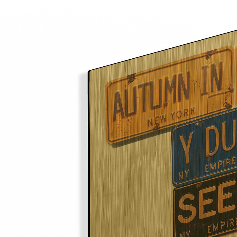 «Autumn In NY» par Gregory Constantine, art mural en métal doré, 12 po x 12 po, 24 po x 24 po