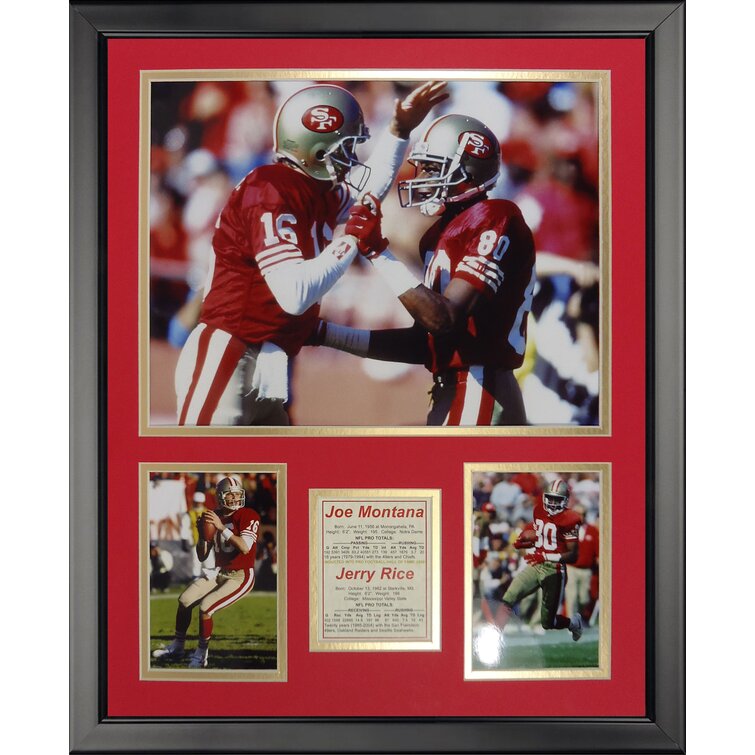 Joe Montana Jerry Rice San Francisco 49ers Dual Signed 11 x 14 Red Jersey Photograph