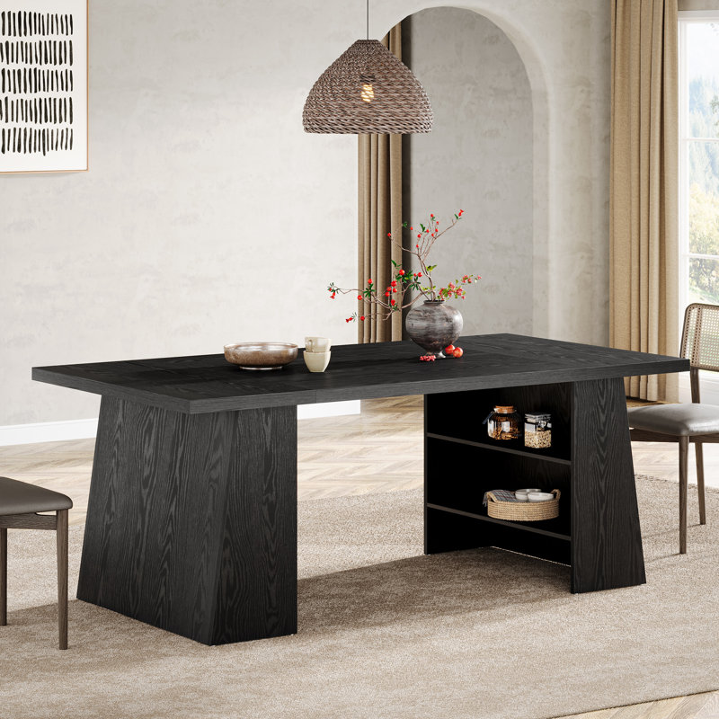 63" Rectangular Dining Table with Double Hidden Storage Space