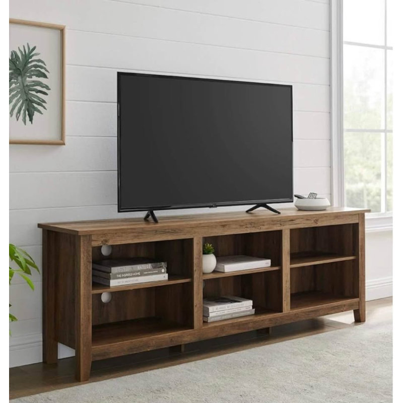 Essential 70" Rustic Wood TV Stand - Rustic Oak