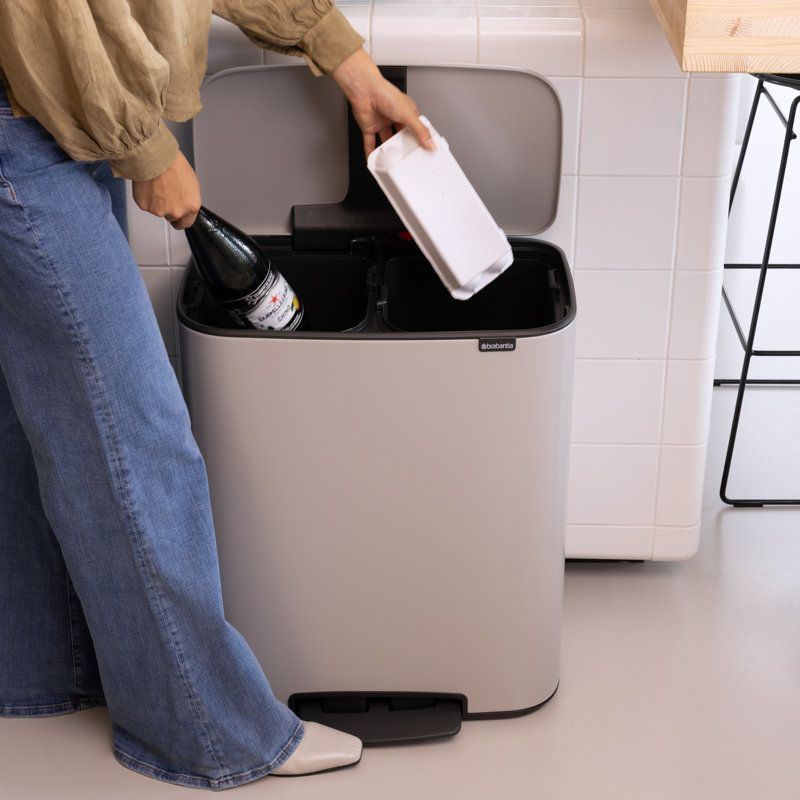 Brabantia Bo 30 Litre + 30 Litre Pedal Bin with Two Inner Buckets, Soft Grey