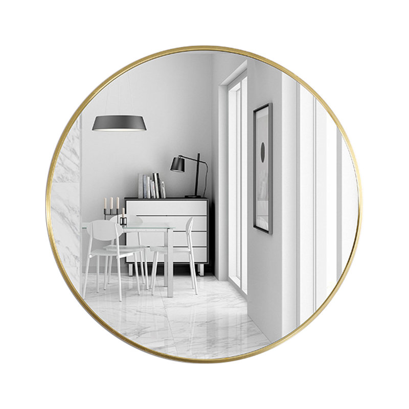 Baum Nordic Round Bathroom Framed Mirror Wall Hanging, 76.2cm H x 76.2cm W, Gold