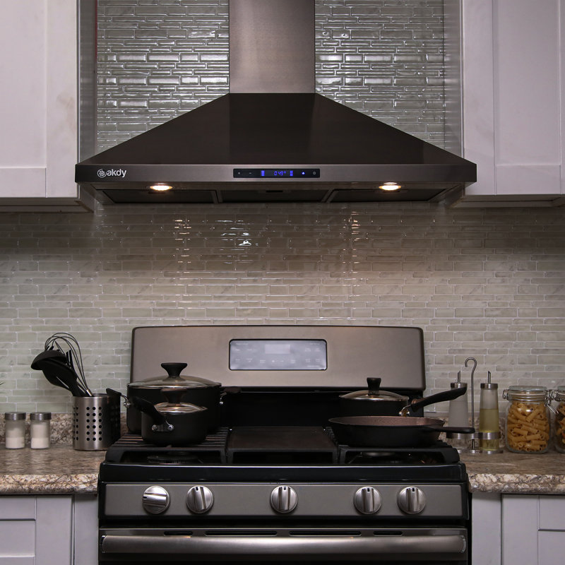 AKDY 36" Stainless Steel 343 CFM Convertible Wall Range Hood with Mesh Filter