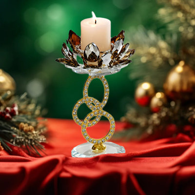 Bougeoirs de Noël fleur de lotu centre de table en verre de cristal pour la décoration de Noël Table de salle à manger de mariage Décoration de salon et de manteau