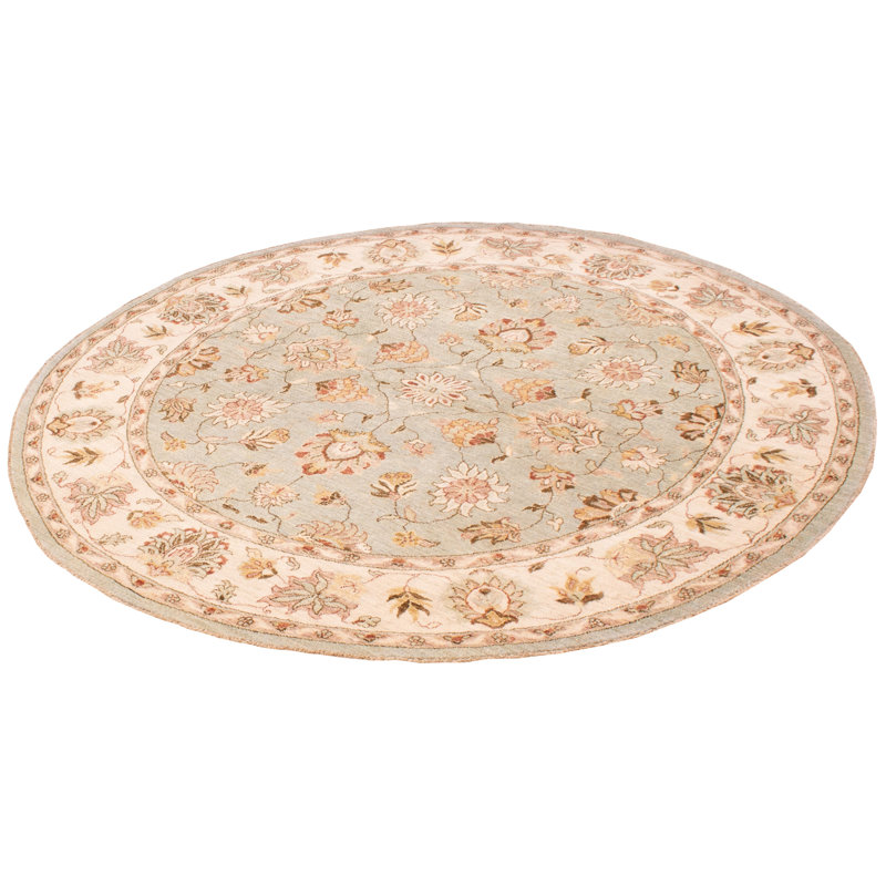 Tapis bleu clair en laine noué à la main de conception unique 8 pi 2 po New Age
