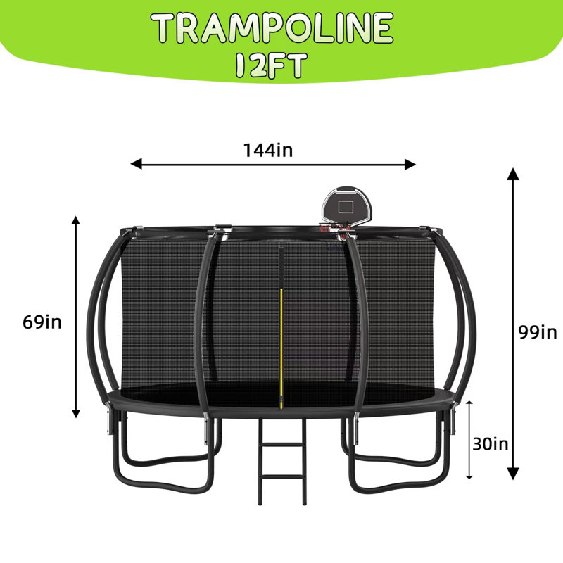 Trampoline rond pour la cour arrière avec enceinte sécuritaire, trampoline d'extérieur robuste pour enfants et adultes