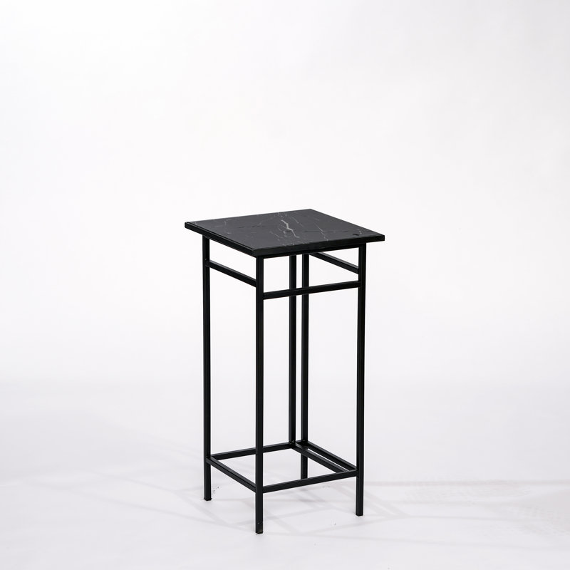 La table d'appoint en acier Intrepid, style 1 avec plateau en pierre naturelle, H 25 po x l 12,5 po x P 12,5 po