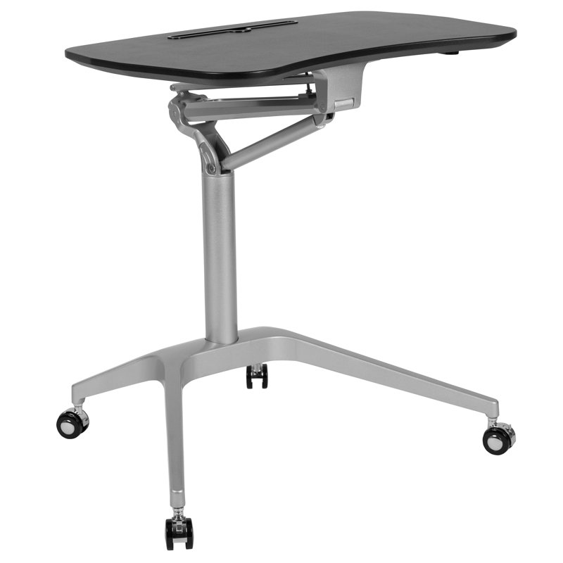 Mobile Sit-Down, Stand-Up Ergonomic Computer Desk, Black