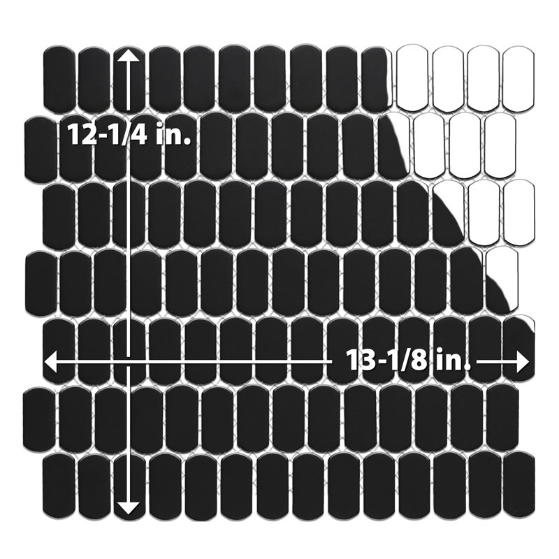 Hudson Capsule 12-1/4 In. X 13-1/8 In. Porcelain Mosaic Tile, Glossy Black