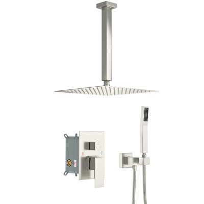 16 Inch Ceiling Mounted Shower System Rain Mixer Shower Combo Set Shower Head with Hand Shower