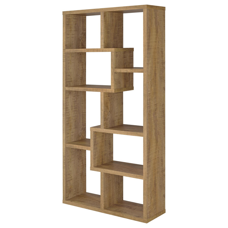 8-shelf Geometric Bookcase, Mango