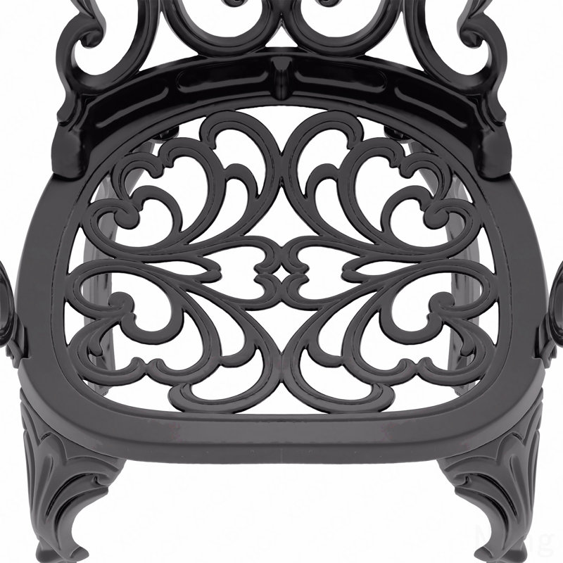 5-Piece Set Of Cast Aluminum Patio Furniture, With Black Frame And Off-White Seat Cushions, 4