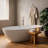 65 inch Matte White Solid Surface Deep Soaking Bathtub with Slip Resistant Contour