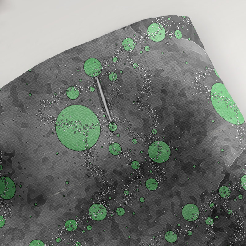 Rideau simple en planètes et étoiles, Vert / Noir