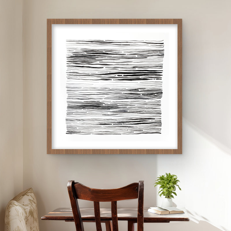 Rainures grises - imprimé mat noir encadré pour la décoration intérieure