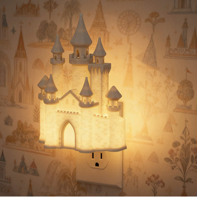 3D Printed Castle Night Light Plug Into Wall, RGB Color Changing Nightlight , Dimmable LED Lamp With Dusk To Dawn Sensor For Bedroom Bathroom Hallway