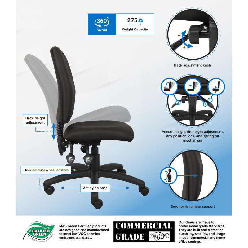 Polyester / Polyester Blend Task Chair, Not Included