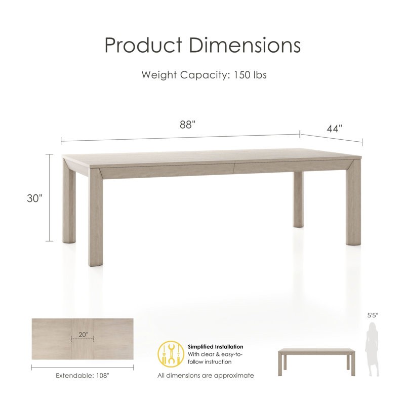 Schell Extendable Dining Table, Brown