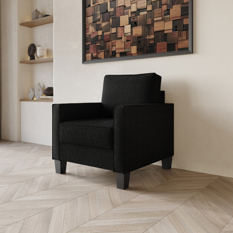 Roldao Square Arm Chair, Black
