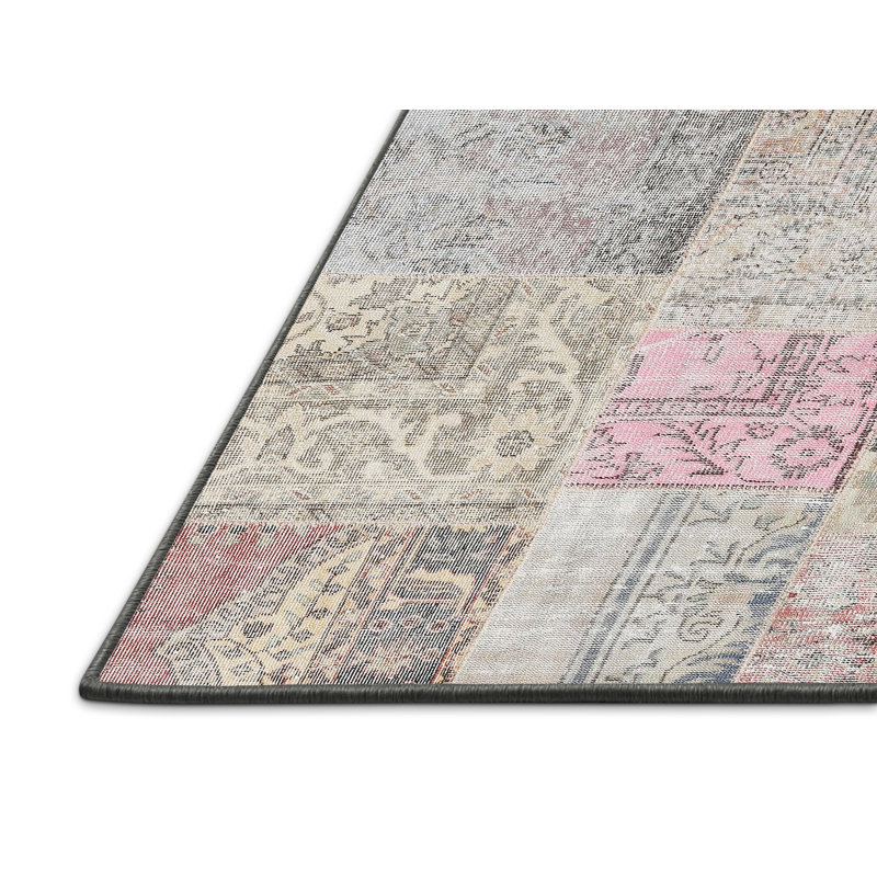Tapis patchwork gris / rose / beige, Rectangle 7 pi x 10 pi