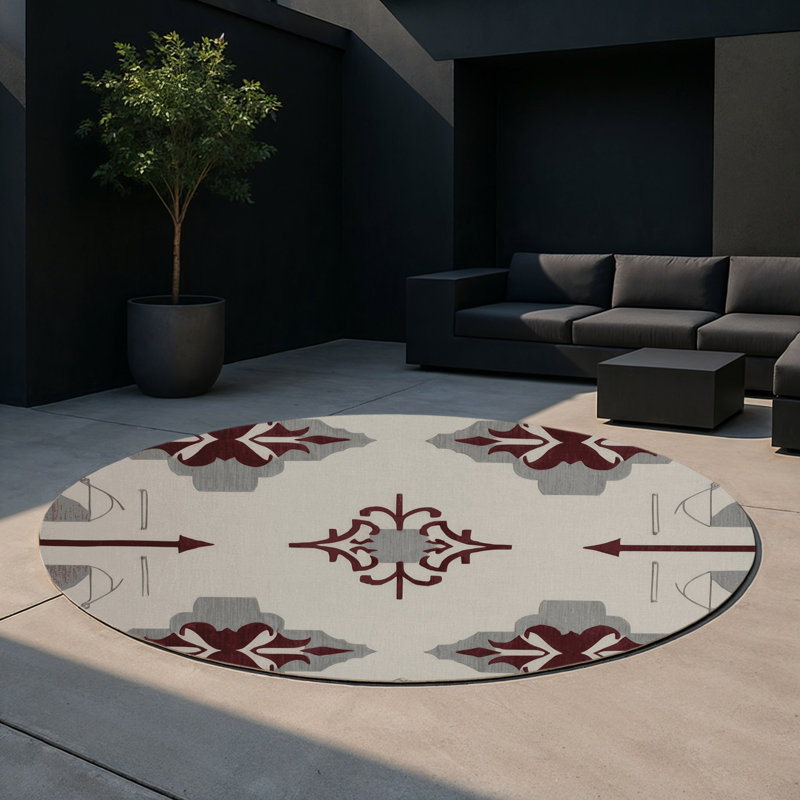 Composed Layers Indoor And Outdoor Area Rug, Round 5'