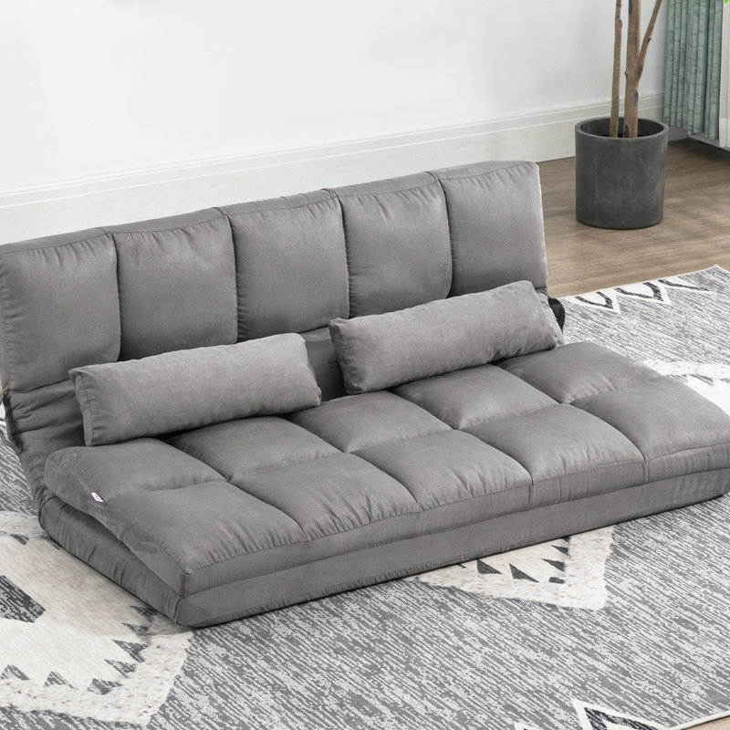Chaise réglable, lit pliant gris foncé, 2 coussins, peu encombrant, lit avec structure stable