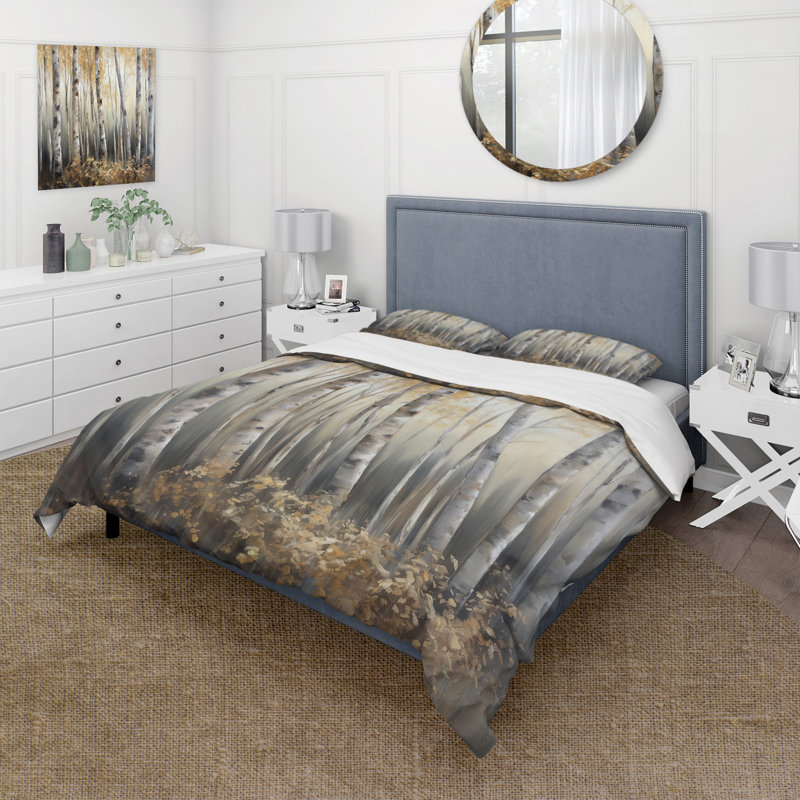 Ensemble de housse de couette en microfibre / polyester Birch Tree Forest Wonderland III Bedding