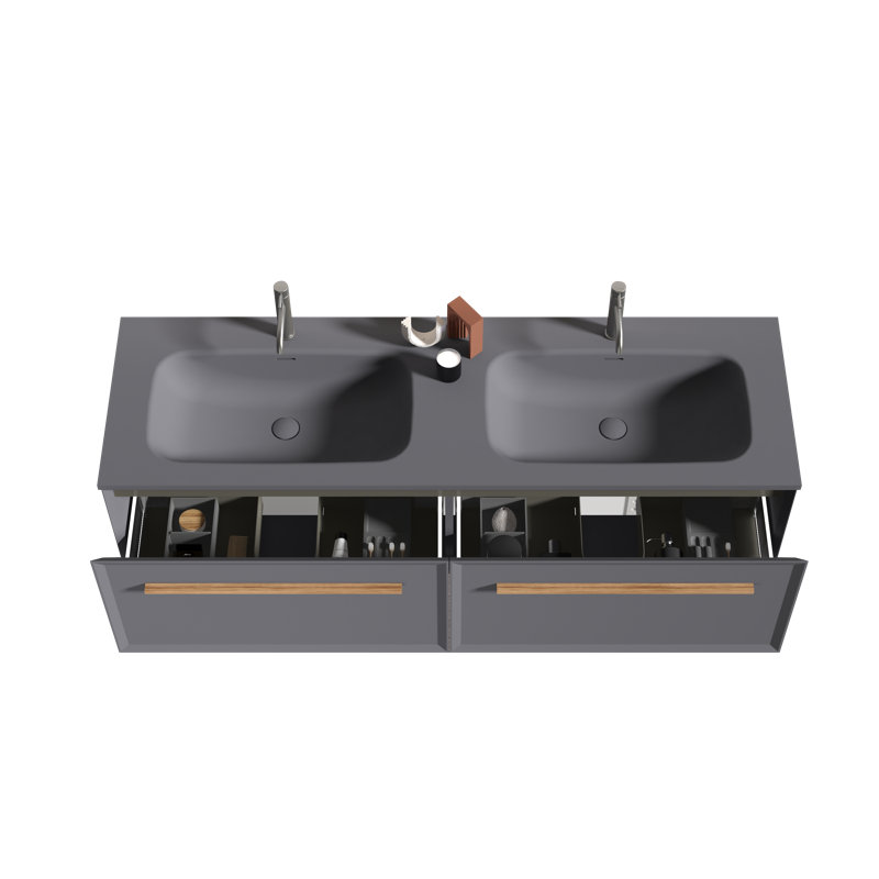 Meuble-lavabo double 59,05 po avec comptoir