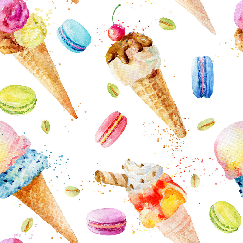Crème glacée et macarons Fayyaz par Innakote, H 36 po x l 36 po