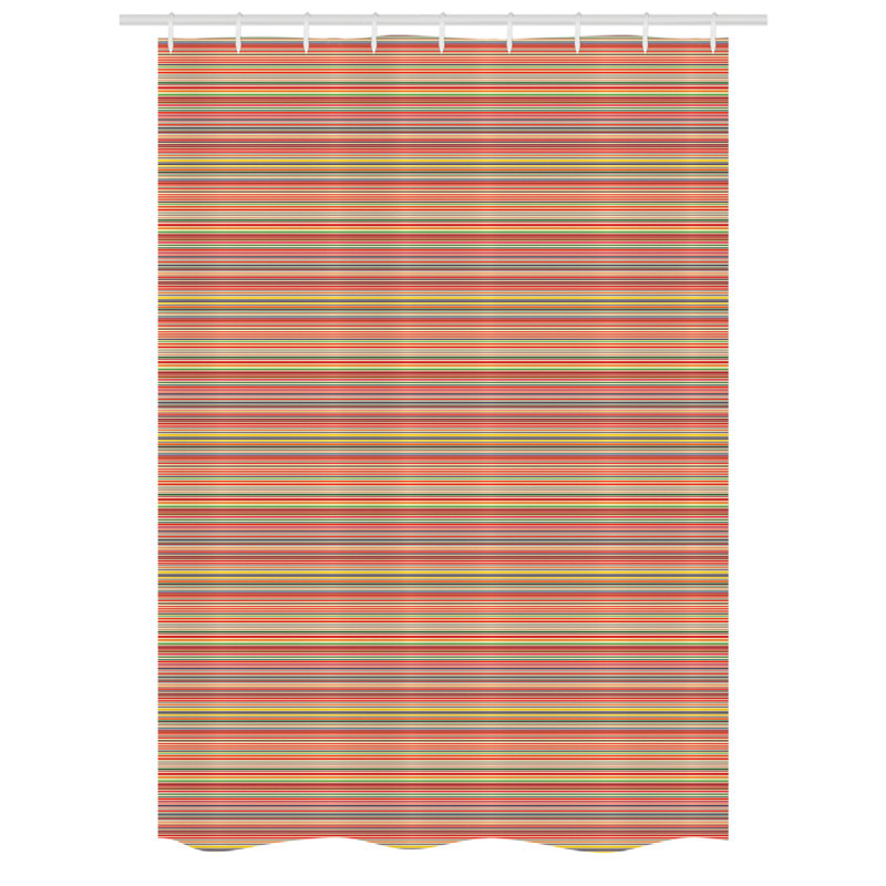 Lotsee Striped Shower Curtain with Hooks Included, 78" H x 54" W