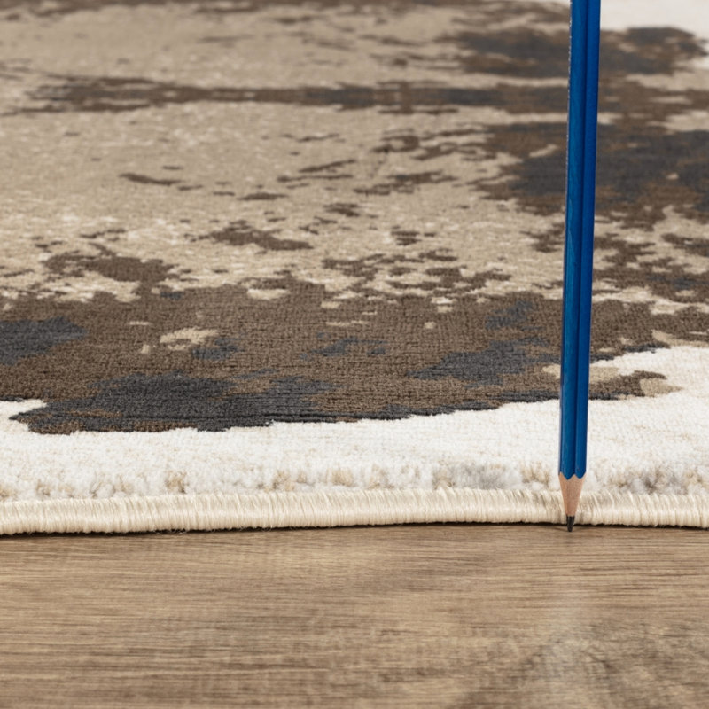 Tapis brun et cuir de vache, 5 pi X 7 irrégulière faite à la machine, pour un décor de chalet moderne, tapis teinté avec motif, faite à la machine, cuisines rustiques idéales, confortable
