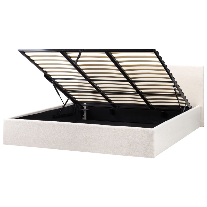 ORBEY Upholstered Ottoman Storage Bed, White, Super King (6')